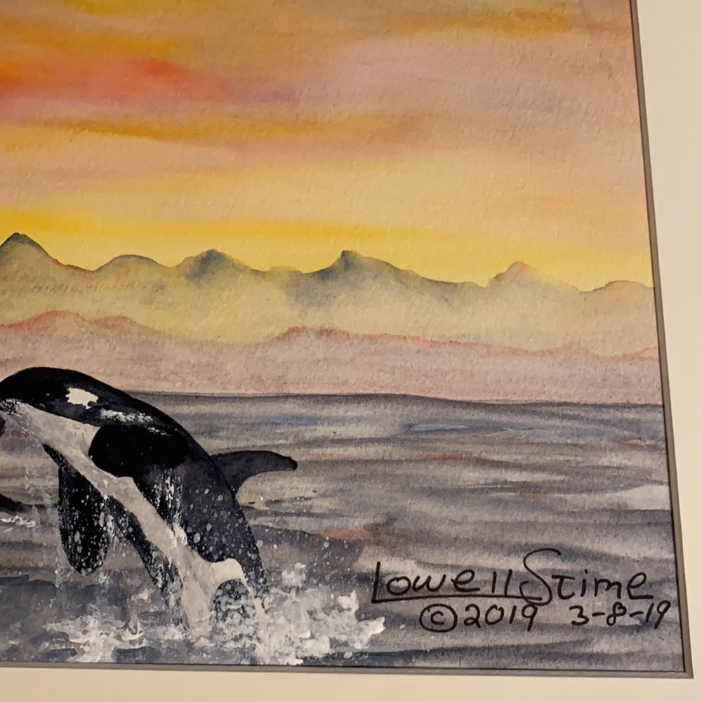 Original Watercolor 16x20 Orca Pod - Picture 3 of 6